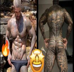 Modelo apaixonado por tatuagens deixa agente chocado por físico coberto por tattoos ele fez a temperatura subir